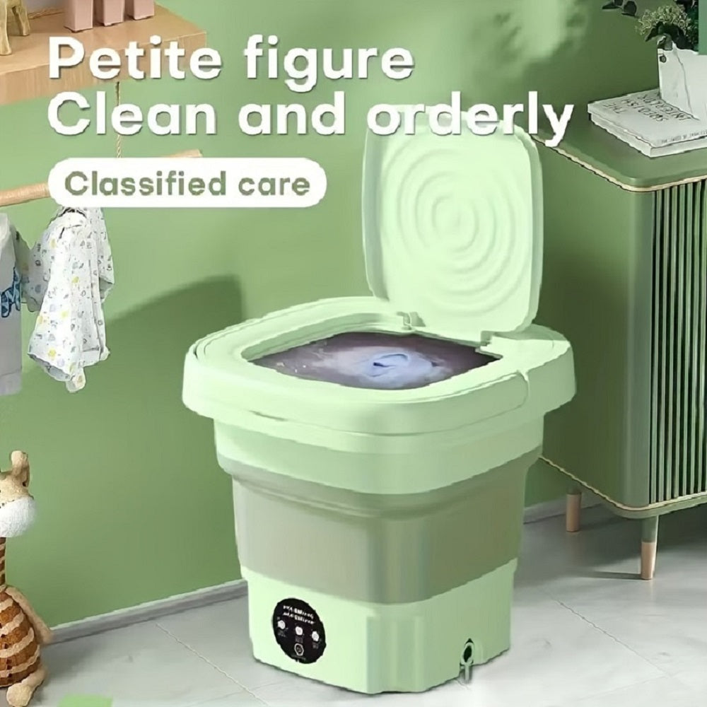 1PC Green Portable Washing Machine, Mini Washer, Upgraded Large Capacity Foldable Washer, Deep Cleaning of Underwear MLNshops]