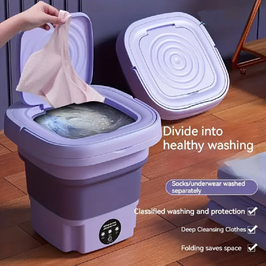 1PC Purple Portable Washing Machine, Mini Washer, Upgraded Large Capacity Foldable Washer, Deep Cleaning of Underwear MLNshops]