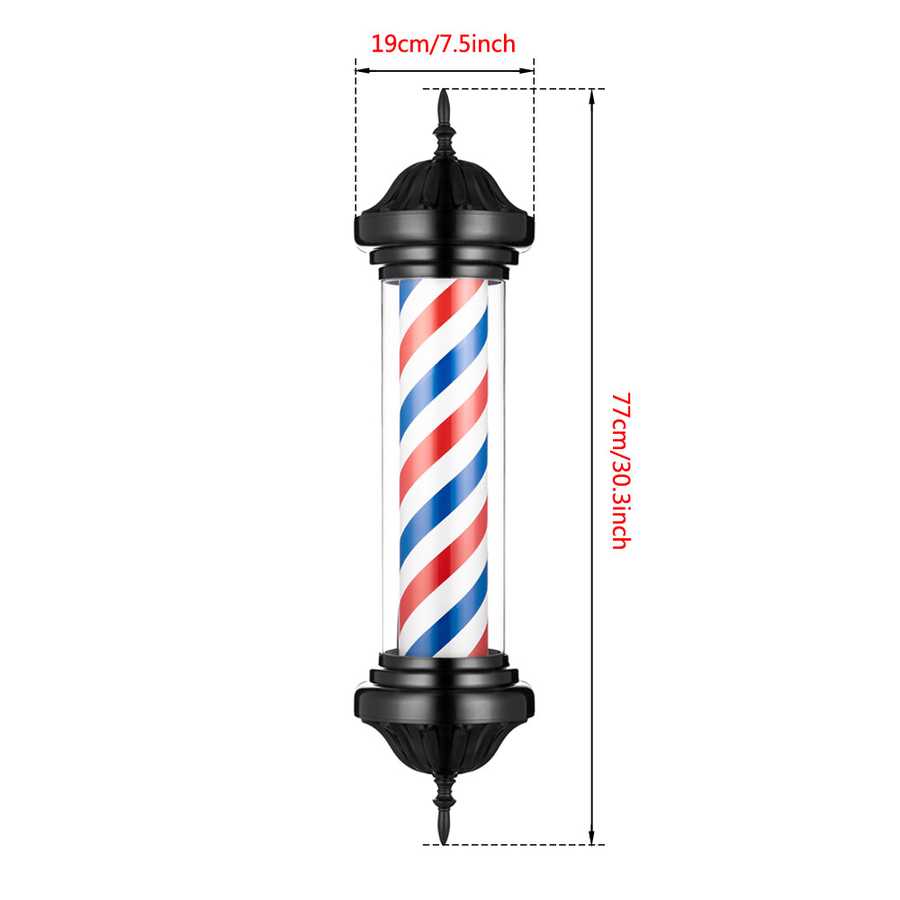 Dimensions of barber shop LED sign light with measurements