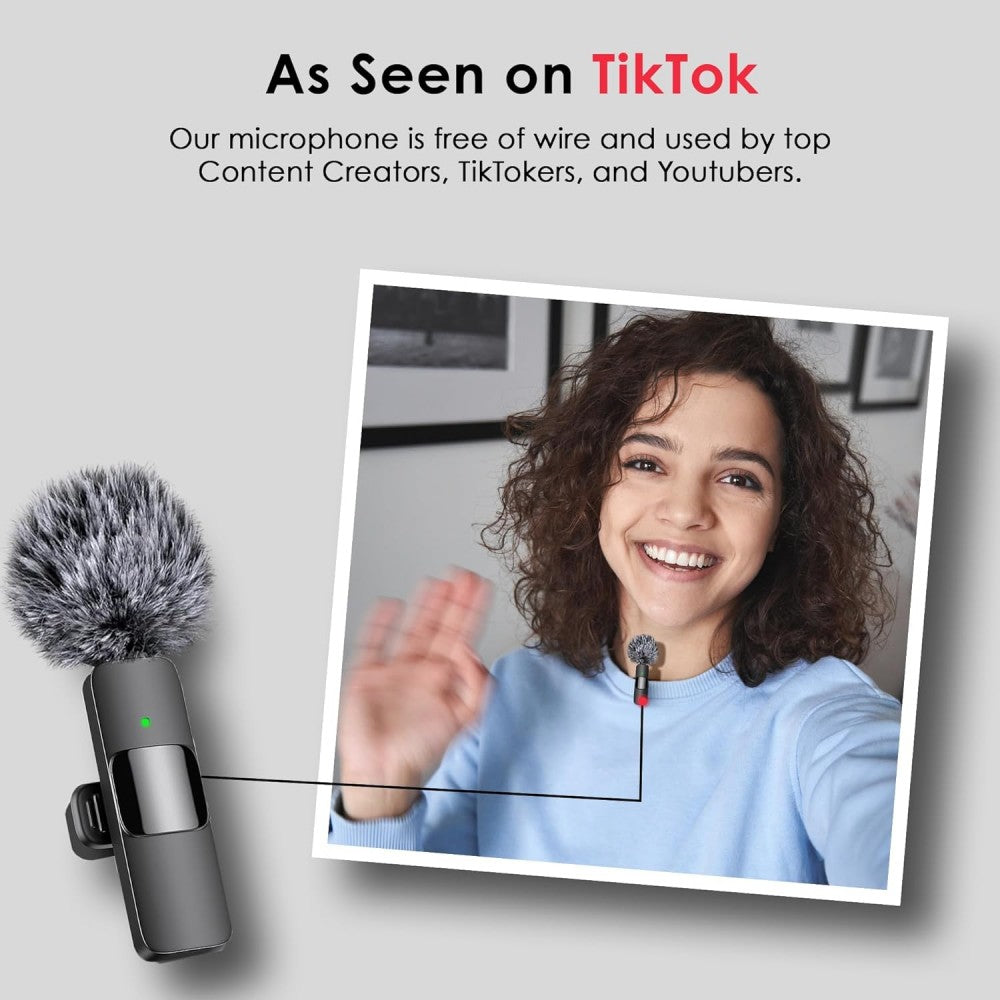Wireless Microphone for iPhone, iPad, Android, Lavalier Microphone for Video Recording - 2 Pack iPhone Mic Crystal Clear Recording with USB-C for Podcast Microphone, ASMR, TikTok