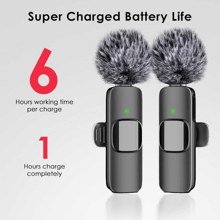 Wireless Microphone for iPhone, iPad, Android, Lavalier Microphone for Video Recording - 2 Pack iPhone Mic Crystal Clear Recording with USB-C for Podcast Microphone, ASMR, TikTok