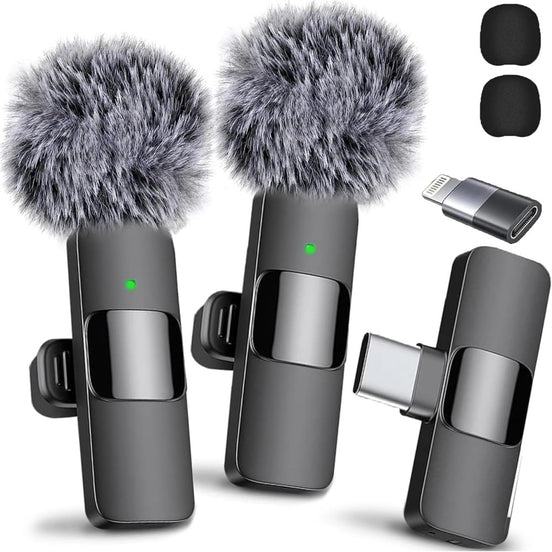 Wireless Microphone for iPhone, iPad, Android, Lavalier Microphone for Video Recording - 2 Pack iPhone Mic Crystal Clear Recording with USB-C for Podcast Microphone, ASMR, TikTok Default Title