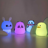 Silicone LED night lights for kids in bunny, panda, panda with scarf and duck styles