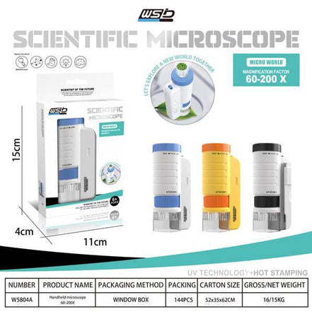 Children's handheld microscope Optical HD portable microscope, microscope with LED light, biological education science experiment toy gift(yellow)