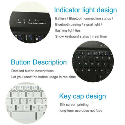 For Universal Android Tablets 10.1/10.5 Tablet Bluetooth Keyboard Case Cover[Black, Fits 10/10.1/10.5 Inch Tablet]