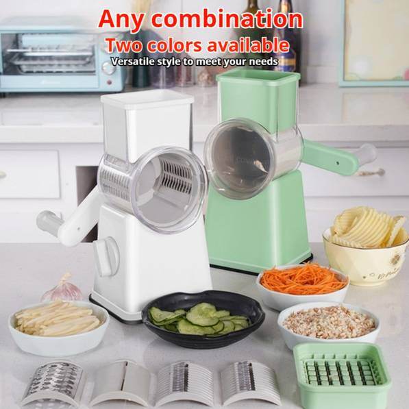 Premium Multi-Purpose Vegetable Chopper - Slices, grinds, chops, and julienne fruits without much effort - Includes container, interchangeable blades