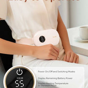 Portable heating pad for cramps with digital display and adjustable settings