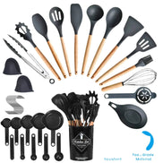 35Pcs Kitchen Cooking Utensils Set Spatula Set Baking Utensil Set Kitchen Accessories Necessities with Holder Egg Whisk Separator Tong Turner Spoons Cups Default Title