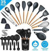 35Pcs Kitchen Cooking Utensils Set Spatula Set Baking Utensil Set Kitchen Accessories Necessities with Holder Egg Whisk Separator Tong Turner Spoons Cups