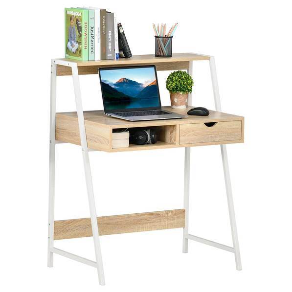 Computer Desk with Drawer - Top-Rated Natural Office Essential