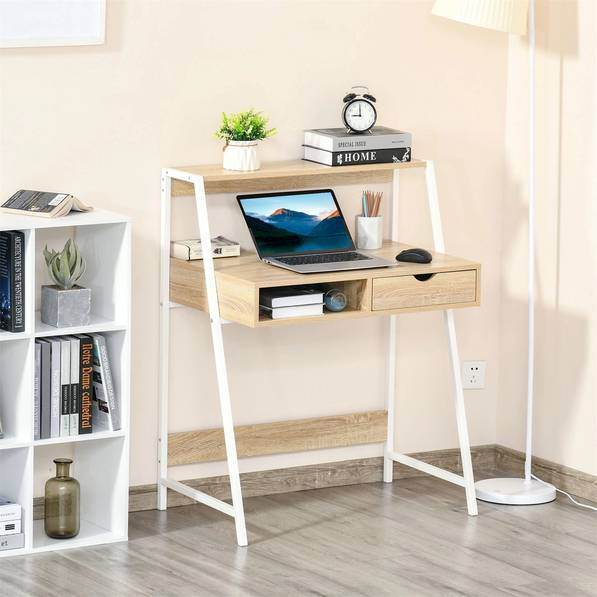 Computer Desk with Drawer - Top-Rated Natural Office Essential