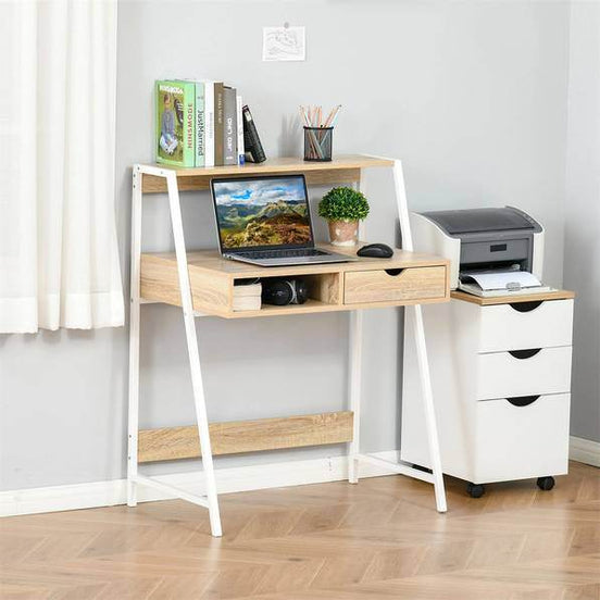 Computer Desk with Drawer - Top-Rated Natural Office Essential