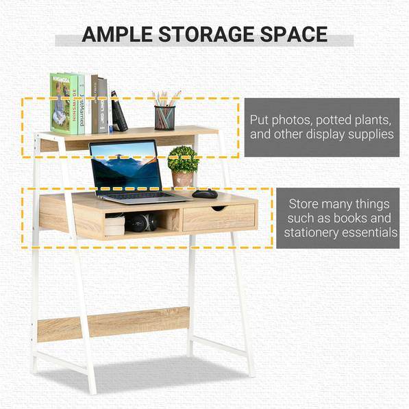 Computer Desk with Drawer - Top-Rated Natural Office Essential