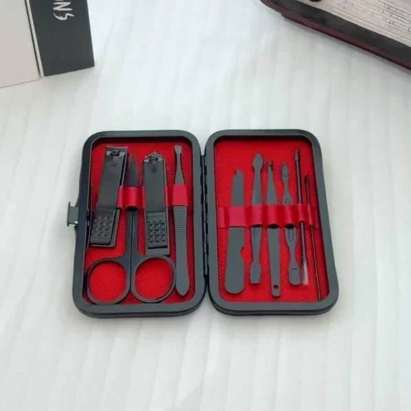 10-Piece Travel-Ready Black Nail Clippers Kit – Top-Rated Grooming Set with Professional Cuticle Nippers & Clippers