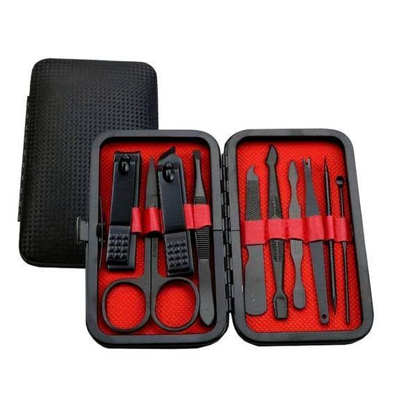 10-Piece Travel-Ready Black Nail Clippers Kit – Top-Rated Grooming Set with Professional Cuticle Nippers & Clippers