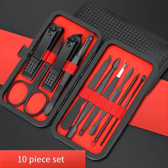 10-Piece Travel-Ready Black Nail Clippers Kit – Top-Rated Grooming Set with Professional Cuticle Nippers & Clippers Default Title