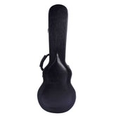 Black guitar case on a white background