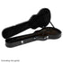 Black guitar case on a white background