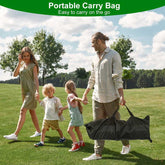 Family walking outdoors with a portable carry bag