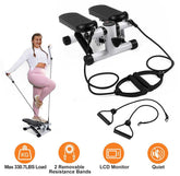 Steppers for Exercise, Mini Stair Stepper with Resistance Bands at Home Workout Equipment with 330.7LBS Loading Capacity, Hydraulic Fitness Stepper with LCD Monitor Default Title