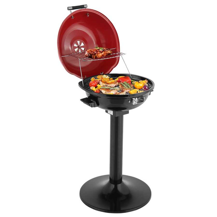 Portable grill with food on a white background
