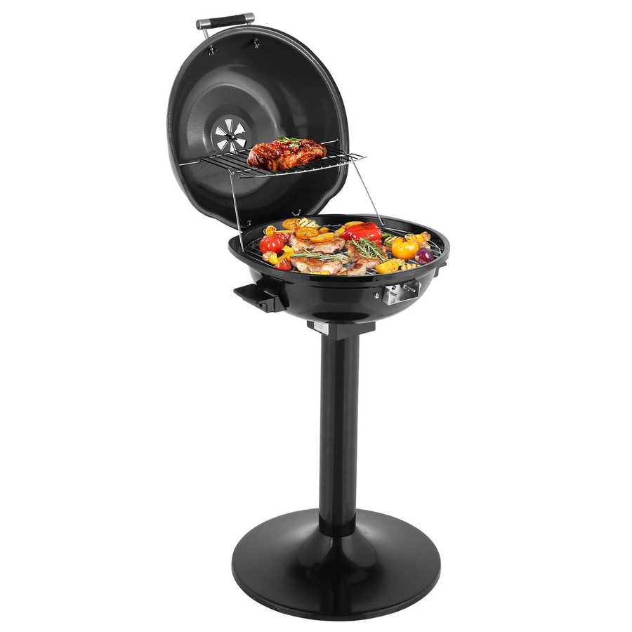 Portable grill with food on a white background