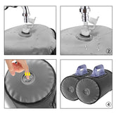 Step-by-step guide showing how to fill the 30lb Adjustable Water Dumbbells with water for customizable weight training.