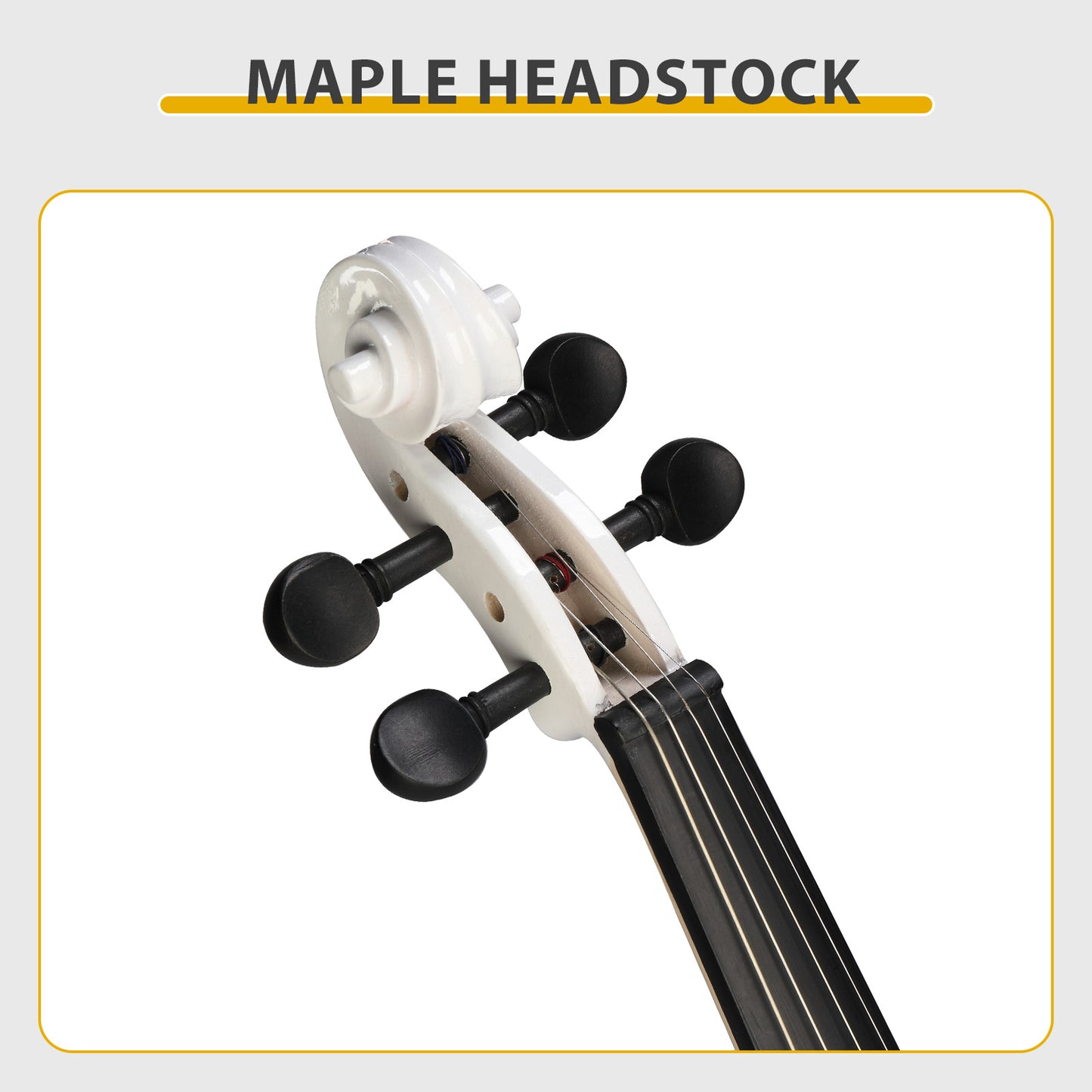 Full Size 4/4 Bunnel Edge Electric Silent Violin with Case, Bow, Rosin, Headphone Connecting Line, White