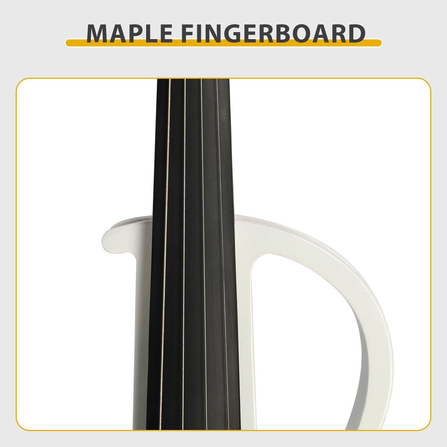 Full Size 4/4 Bunnel Edge Electric Silent Violin with Case, Bow, Rosin, Headphone Connecting Line, White