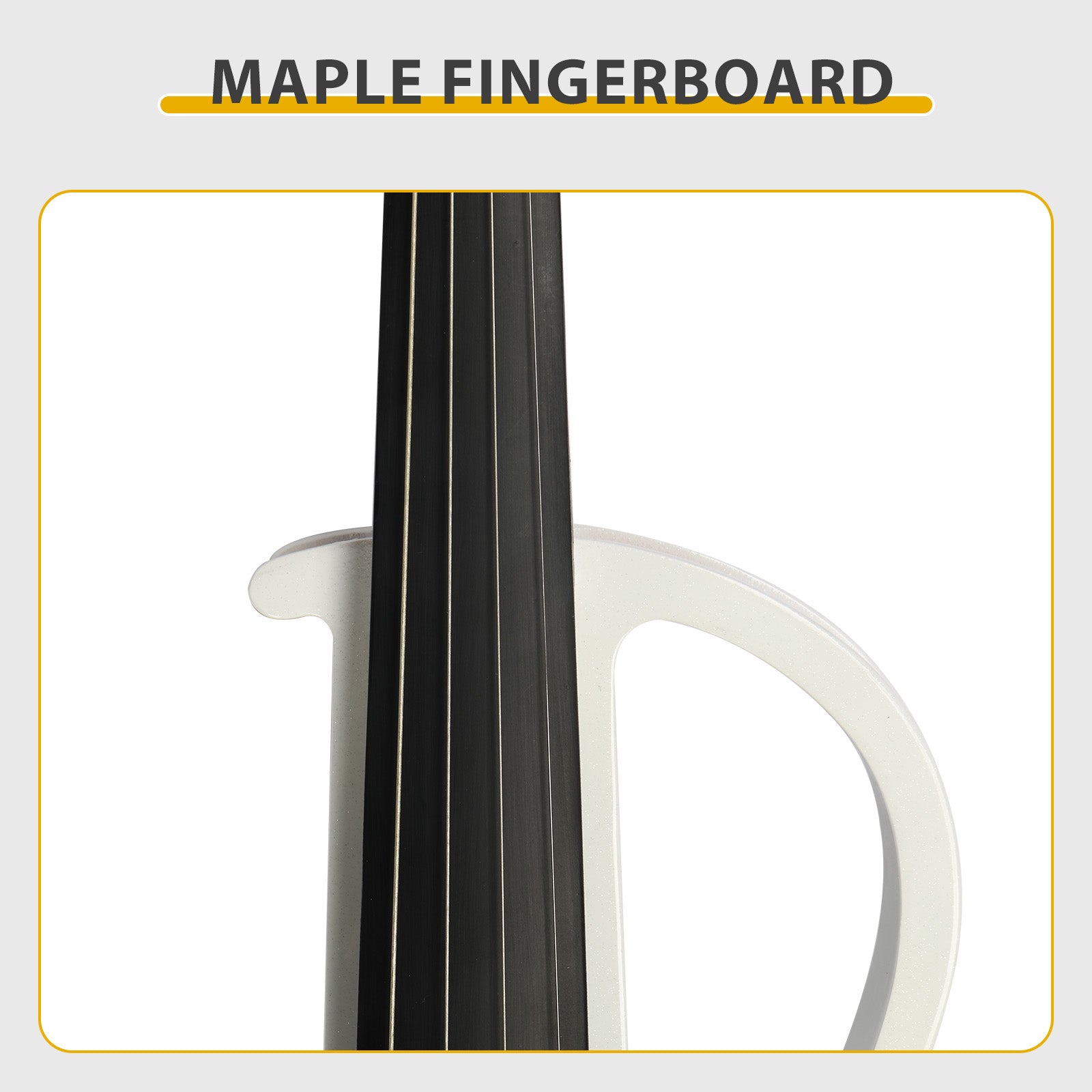 Full Size 4/4 Bunnel Edge Electric Silent Violin with Case, Bow, Rosin, Headphone Connecting Line, White