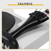 Close-up of a guitar tailpiece on a white background with &