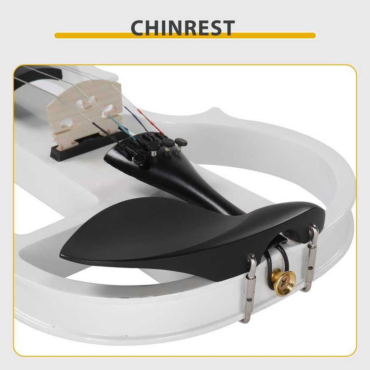 Violin chinrest with white background and &
