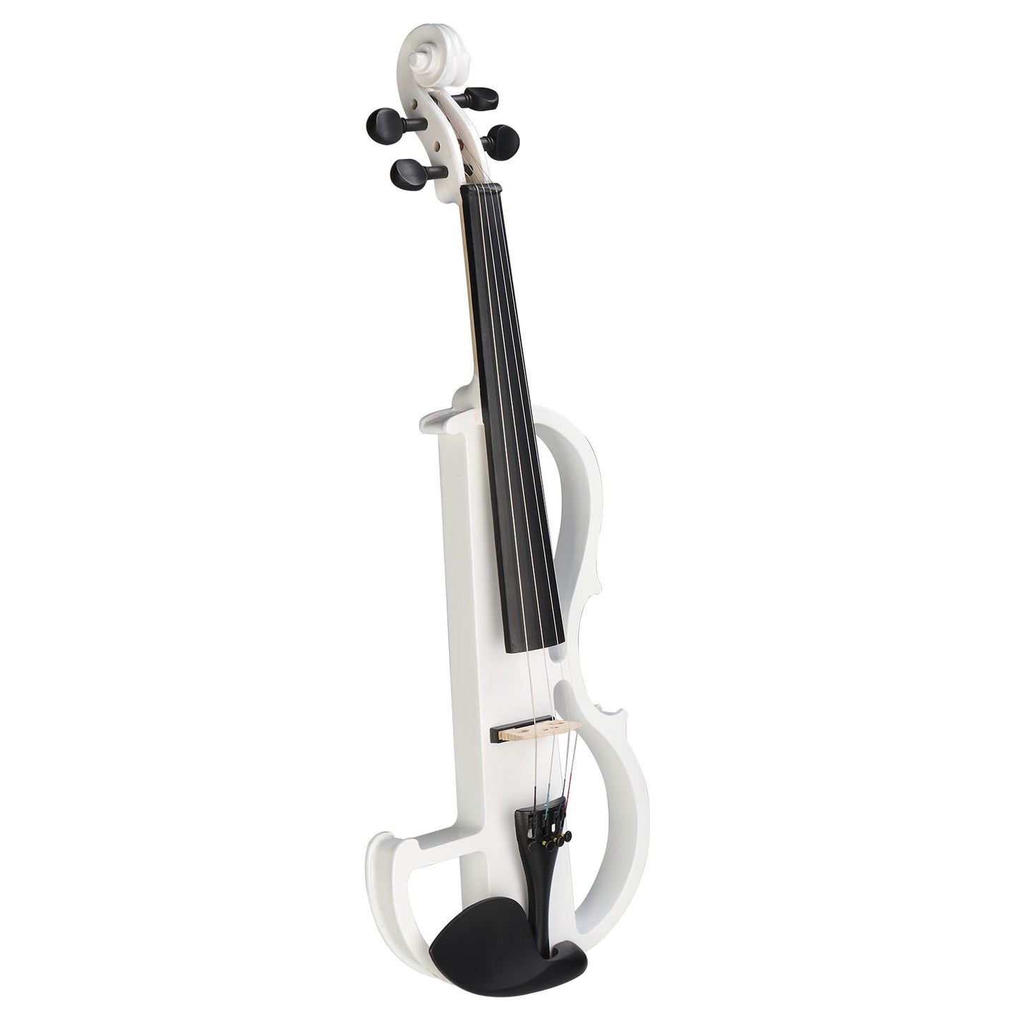 Full Size 4/4 Bunnel Edge Electric Silent Violin with Case, Bow, Rosin, Headphone Connecting Line, White