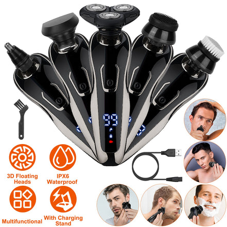5 In 1 Electric Razor Shaver Rechargeable Cordless Head Beard Trimmer Shaver Kit IPX6 Waterproof Dry Wet Grooming Kit Default Title