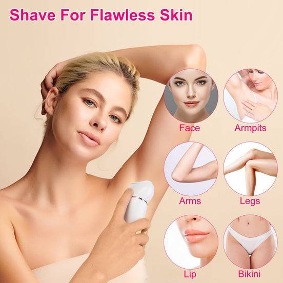 5 In 1 Electric Body Epilator Rechargeable Women's Grooming Kit Epilator Shaver Facial Brush Callus Remover 5-Point Massager with LED Light LED Display Charging Base