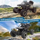 Monster truck on a rocky terrain with &
