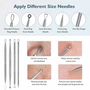 Blackhead remover lumps Popper tool kit with diagonal tweezers