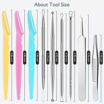 Blackhead remover lumps Popper tool kit with diagonal tweezers