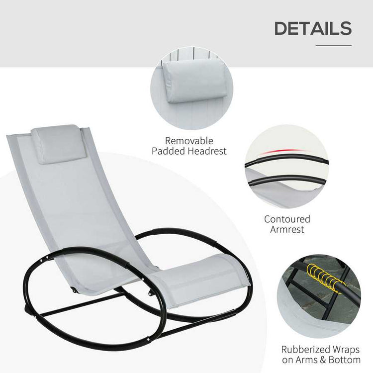 Rubberized wraps on arms and bottom of outdoor rocking chair