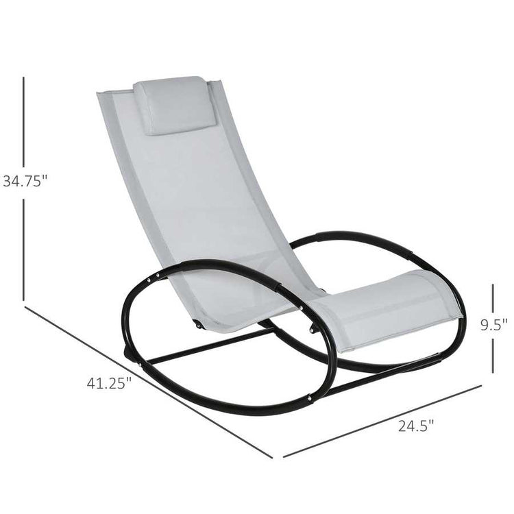 Close-up of breathable mesh back on outdoor rocking chair
