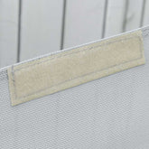Detail of woven outdoor furniture material with beige backing
