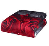 Folded 3D Rose Comforter Set highlighting vibrant red rose design and plush microfiber texture for cozy and stylish bedding.
