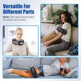 Person using a neck and shoulder massager in various settings