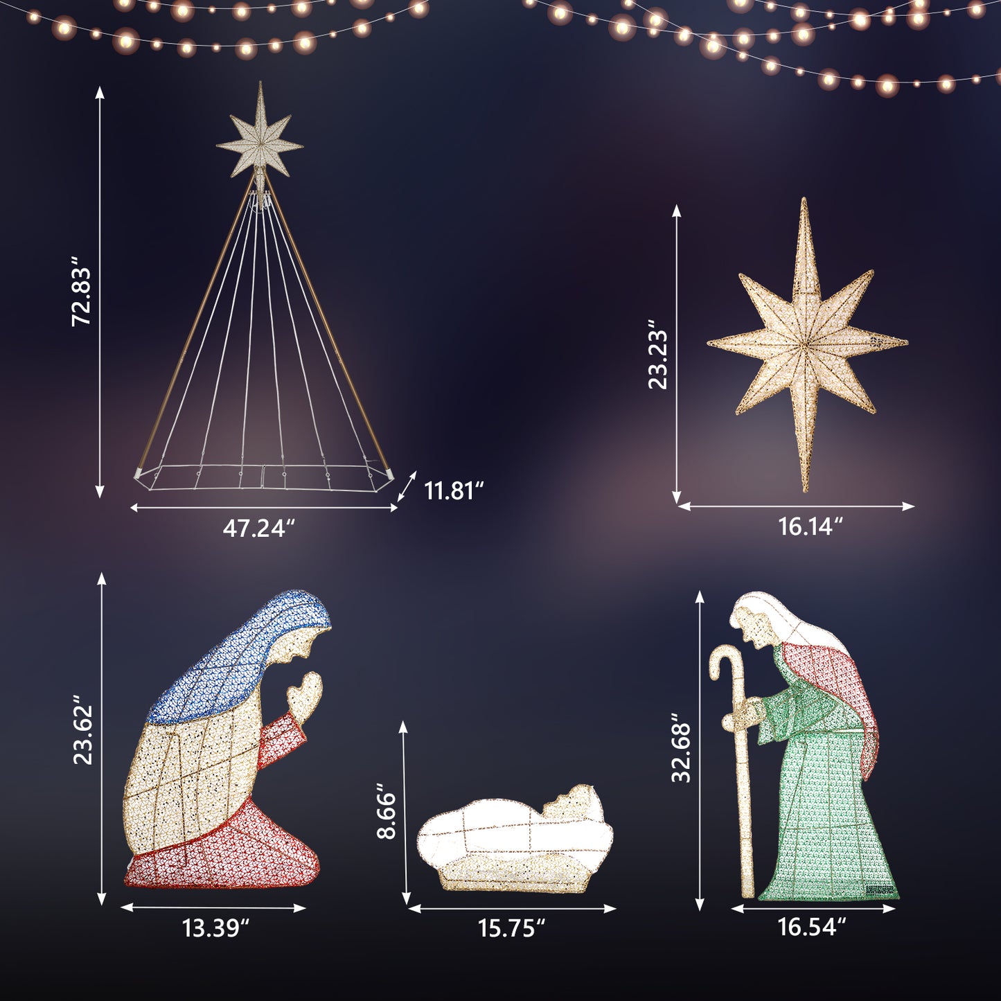 121*30*185cm 4.5V 3.6W Powdered Green Onion Cloth 220 Leather Thread Light 10% Flashing Light Birth Of Jesus Garden Jesus Decoration