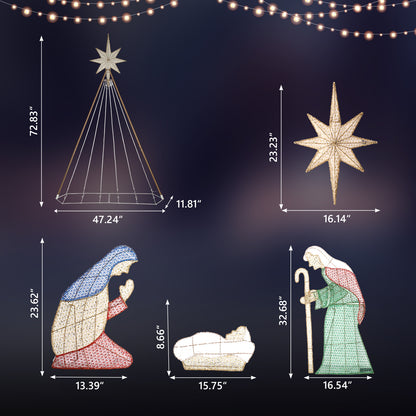 121*30*185cm 4.5V 3.6W Powdered Green Onion Cloth 220 Leather Thread Light 10% Flashing Light Birth Of Jesus Garden Jesus Decoration