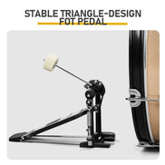 Stable triangle-design foot pedal on Full Size 5-Piece Adult Drum Set, engineered for responsive performance and secure play.