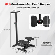 Multi-Functional Exercise Stepper - Step+Twist Design, 300lbs Capacity, Non-Slip Pedals+Stable Metal Frame