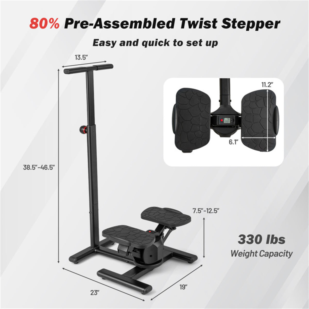 Multi-Functional Exercise Stepper - Step+Twist Design, 300lbs Capacity, Non-Slip Pedals+Stable Metal Frame