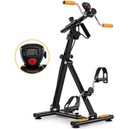Senior Fitness Machine with LCD monitor, hand grips, and foot pedals designed for full-body workouts and massage. Compact and adjustable for home use.