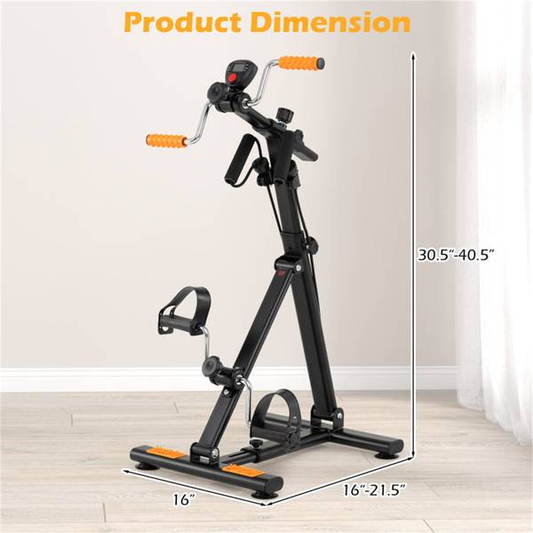 Adjustable Multi-Functional Senior Fitness Machine with dimensions labeled. Height and base length customizable for personalized full-body workouts.